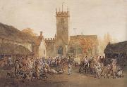 William Henry Pyne The Pig Market,Bedford with a View of St Mary's Church (mk47) Germany oil painting reproduction